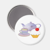 Aimant Teatime et cerise cupcake cadeaux (Recto/Verso)