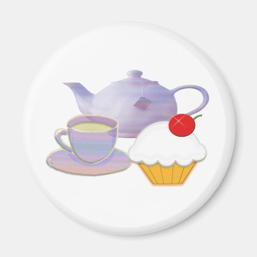 Aimant Teatime et cerise cupcake cadeaux (Devant)