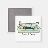 Aimant Techie couple - dessin animé personnalisé (Recto/Verso)