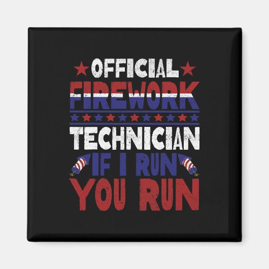 Aimant Technicien en Firework 4 juillet Funny Usa Pyro-te (Devant)