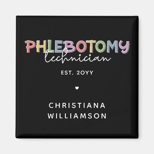 Aimant Technicien en phlébotomie personnalisé PBT Tech en (Devant)