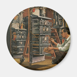 Aimant Technicien radio d'entreprise vintage réparant de