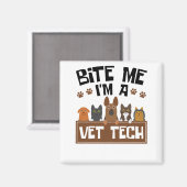 Aimant Technicien vétérinaire Bite Me Je suis technicien  (Recto/Verso)