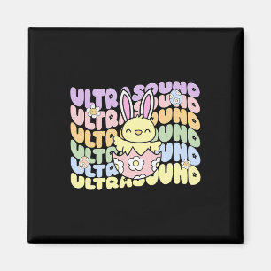 Aimant Technologue échographie groovy Bunny Chick œufs Pâ