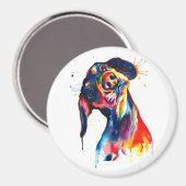 Aimant teckel aquarelle coloré (Recto/Verso)