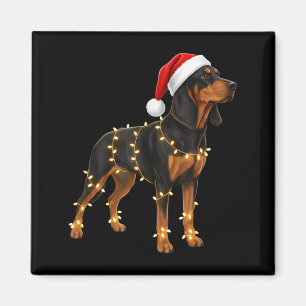 Aimant Teckel de Noël enveloppé de lumières - Fête