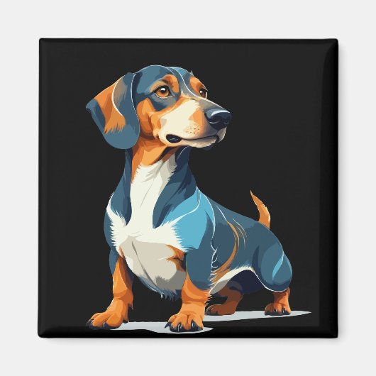 Aimant Teckel Vector Art avec des couleurs vives (Devant)