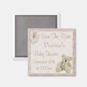 Aimant Teddy Bear Enregistrer le Baby shower Date Neutre (Recto/Verso)