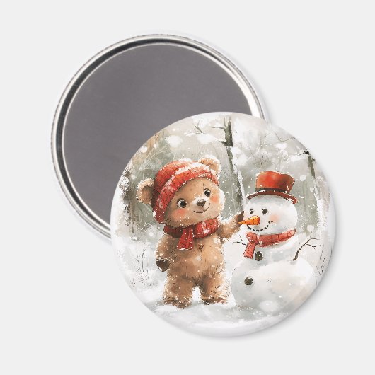 Aimant Teddy Bear et Snowman (Recto/Verso)