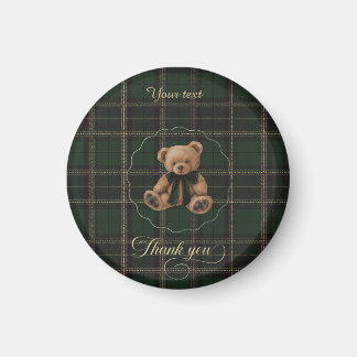 Aimant Teddy Bear Green Tartan 