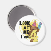 Aimant Teddy Bear I'm 4 Anniversaire Tshirts and Gifts (Recto/Verso)