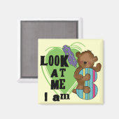 Aimant Teddy Bear Je suis 3 Tshirts et cadeaux d'annivers (Recto/Verso)