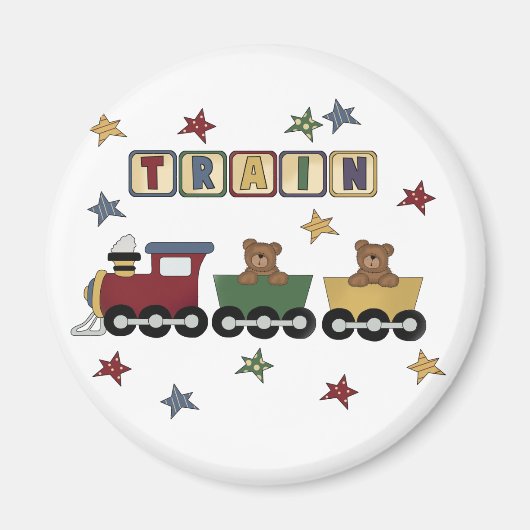 Aimant Teddy Bear Train Tshirts et cadeaux (Devant)