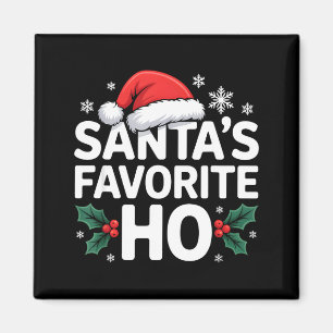 Aimant Tee préféré du Père Noël drôle graphique de Noël 