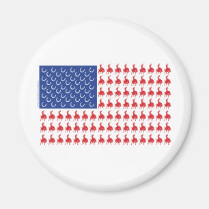 Aimant Tee-shirt Cowboy-Cavalier-Drapeau