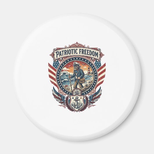 Aimant Tee-shirt graphique vectoriel Patriotic Beachcombe (Devant)