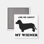 Aimant Tee - shirts WIENER DOG - "Posez-moi des questions (Recto/Verso)