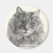 Aimant TeeGee, Chat Gris à Long Haired (Devant)