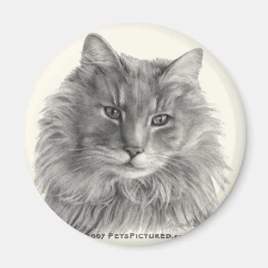 Aimant TeeGee, Chat Gris à Long Haired (Devant)