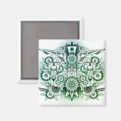 Aimant Teinte verte dessin tribal (Recto/Verso)