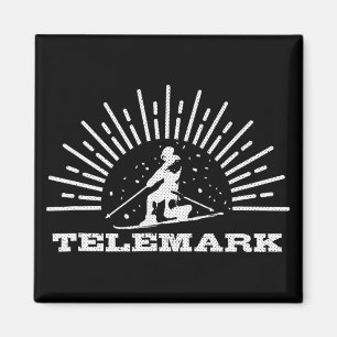 Aimant Télémark vintage Norvège Skieur Ski Ski rétro Télé
