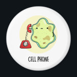 Aimant Téléphone cellulaire drôle Biologie jeu de science<br><div class="desc">Téléphone cellulaire Funny Biology Science Pun dispose d'une mignonne cellule unique à l'aide d'un téléphone vintage. Funny Pun cadeau pour la famille et les amis qui aiment la biologie,  les téléphones portables et les puns.</div>