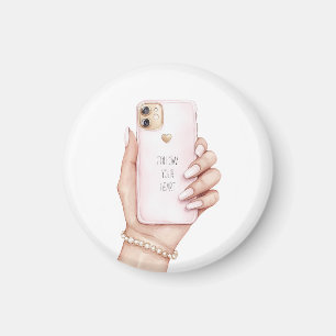 Aimant Téléphone chic ongles roses