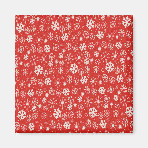 Aimant Tempête de flocons de neige avec fond rouge coquel
