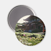 Aimant Temple japonais, Byodo-in - fleurs d'Oahu (Recto/Verso)