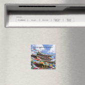 Aimant Temple tibétain avec drapeaux de prière - Yunnan,  (In Situ (Lave-vaisselle))