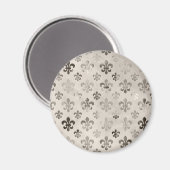 Aimant Tendance Argent Gray Fleur De Lis Motif (Recto/Verso)