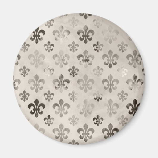Aimant Tendance Argent Gray Fleur De Lis Motif (Devant)
