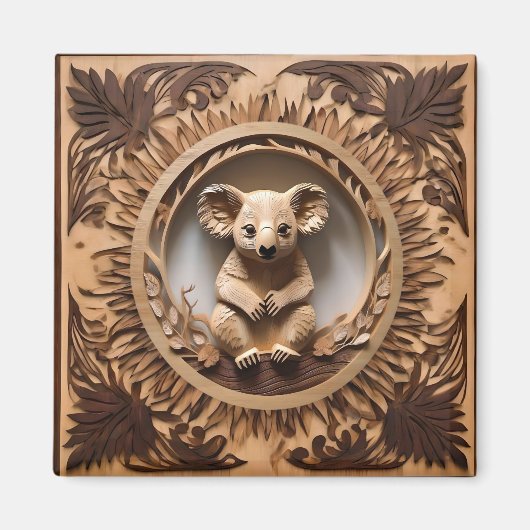 Aimant Tendre Australien : Koala Impression sur bois (Devant)