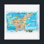 Aimant Tenerife Canarias Spain Illustrated Map with Landm<br><div class="desc">Tenerife Canarias Espagne Carte illustrée avec des points de repère et des points forts</div>