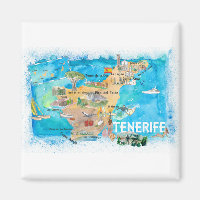 Tenerife Canarias Spain Illustrated Map with Landm