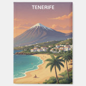 Aimant Tenerife Mont Teide Île Canarie Voyage Rétro (Recto)