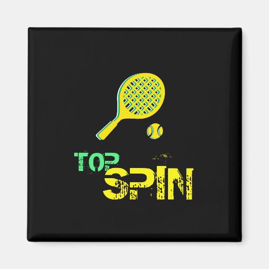 Aimant Tennis Sport Pop Art, Green & Yellow Racket & Ball (Devant)