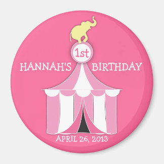 Aimant Tente de cirque et éléphant filles Anniversaire de