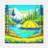 Aimant Tente Floating sur le lac Camping Thème (Devant)