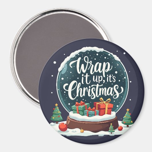 Aimant Terminer C’est Noël Snow Globe Design (Recto/Verso)