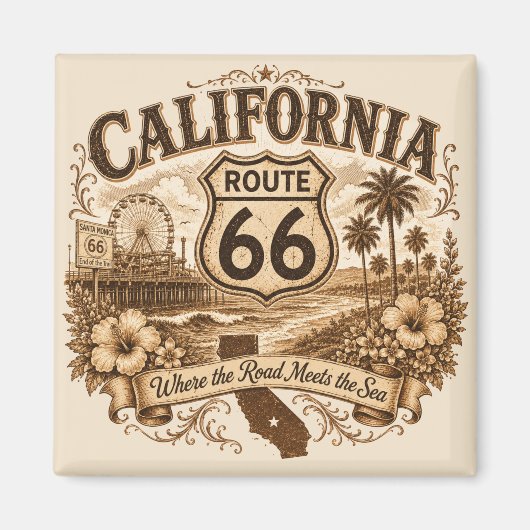 Aimant Terminus de la route 66 à Santa Monica (Devant)