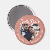 Aimant Terracotta Photo Modern Script Save the Date (Recto/Verso)