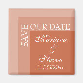 Aimant Terracotta Simple Moderne Chic Mariage Script (Devant)