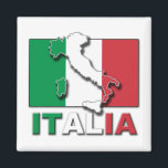 Aimant Terre du pavillon Italia<br><div class="desc">Design unique du drapeau italien et de la péninsule.</div>