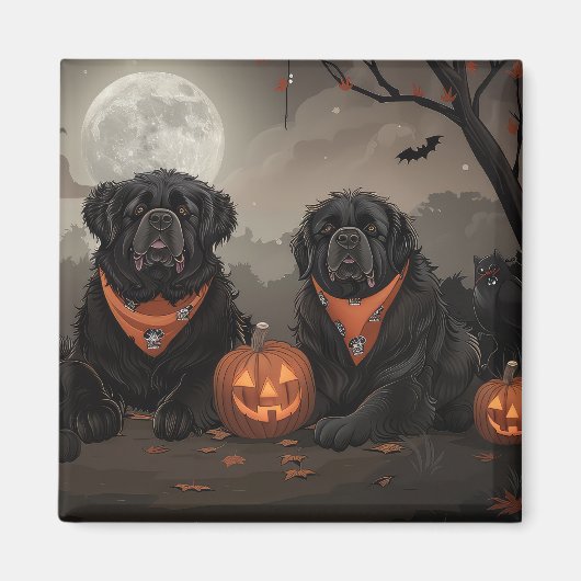 Aimant Terre-Neuve Halloween Épouvantable (Devant)