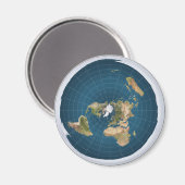 Aimant Terre plate Azimuthal Equidistant Carte Bleue Magn (Recto/Verso)