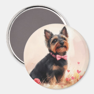 Aimant Terrier Australien avec des Roses - Saint-Valentin
