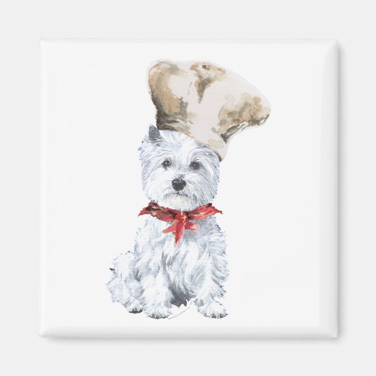 Aimant Terrier blanc de West Highland Chef (Devant)