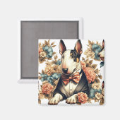 Aimant Terrier Floral Cute Retro (Recto/Verso)