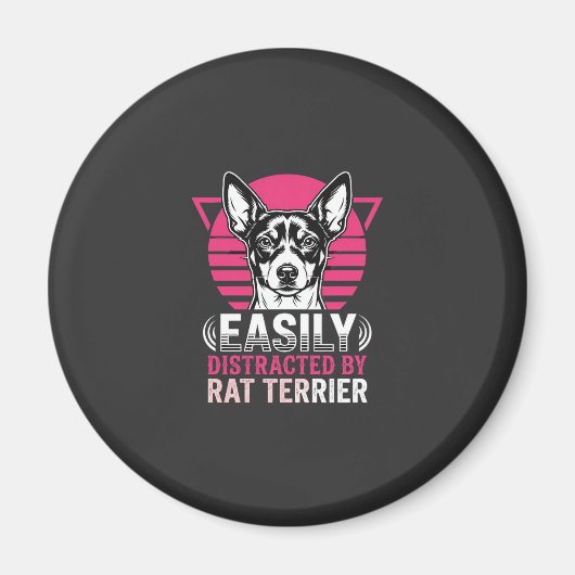 Aimant Terrier Rat Facilement Distrait Chien Rétro (Devant)